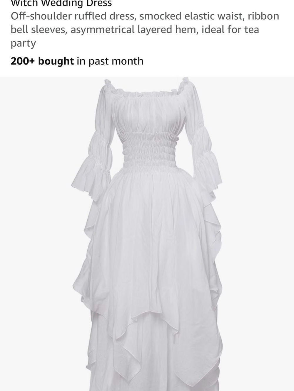 White Off-Shoulder Ruffle Layered Midi Dress - Halloween - Renaissance Fair